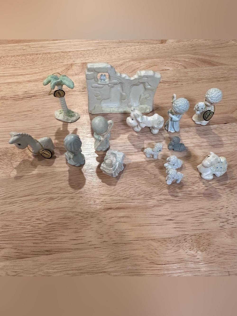 Precious Moments Vintage 1989 Miniature Pewter Nativity Set 14 Piece Incomplete